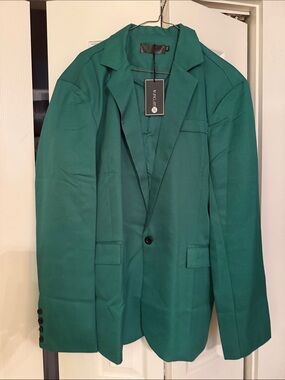 Unbranded Men's Green Single-Button Blazer